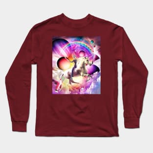 Alien Riding Unicorn in a Magical Universe Long Sleeve T-Shirt